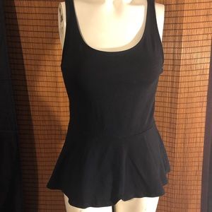 🌃Express Black Peplum Zip up Scoop Neck Top